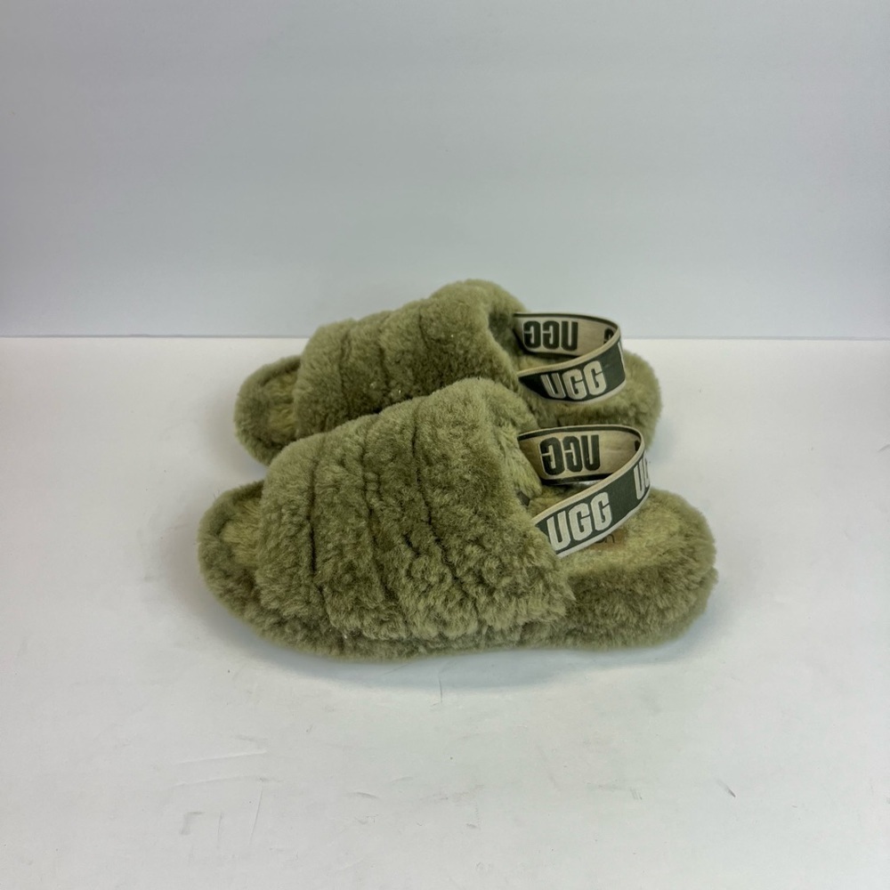 Women's Shoes UGG FLUFF YEAH SLIDE Sheepskin Slipper Sandals 1095119 BURNT OLIVE - Picture 2 of 9